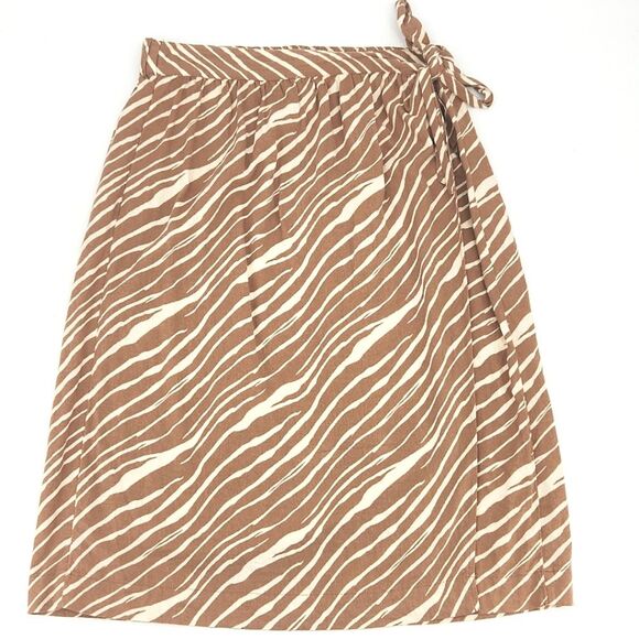 A New Day Midi Wrap Skirt Womens XXL Linen Blend High Rise Zebra Animal Print - Picture 1 of 7